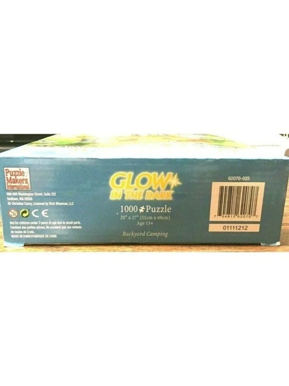 Puzzle Backyard Camping Jigsaw 1000 Piece 20 in x 27 in Glow in the Dark Sealed